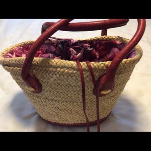 Isabella Fiore raffia/straw and leather bag